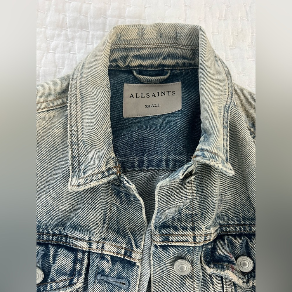 All Saint Distressed Jean Jacket- size small